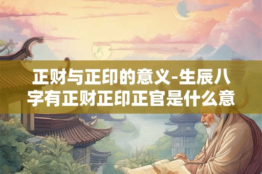 正财与正印的意义-生辰八字有正财正印正官是什么意思
