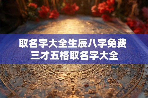 取名字大全生辰八字免费 三才五格取名字大全
