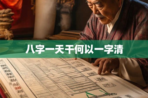 八字一天干何以一字清