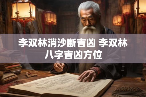 李双林消沙断吉凶 李双林八字吉凶方位