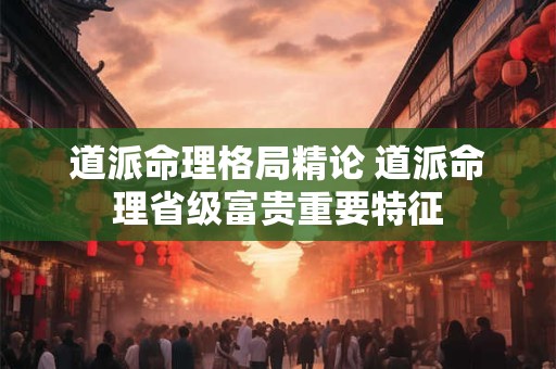 道派命理格局精论 道派命理省级富贵重要特征
