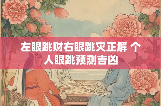左眼跳财右眼跳灾正解 个人眼跳预测吉凶 左眼跳财右眼跳灾正解 个人眼跳预测吉凶