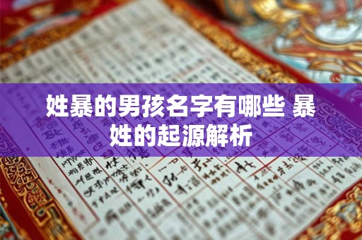 姓暴的男孩名字有哪些 暴姓的起源解析