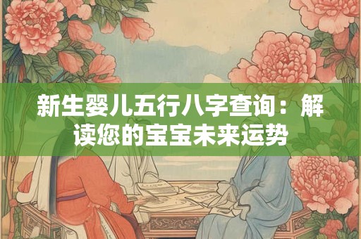 新生婴儿五行八字查询：解读您的宝宝未来运势