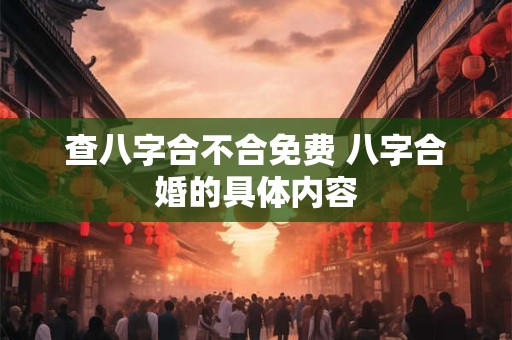 查八字合不合免费 八字合婚的具体内容