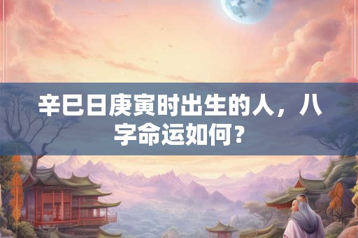 辛巳日庚寅时出生的人，八字命运如何？