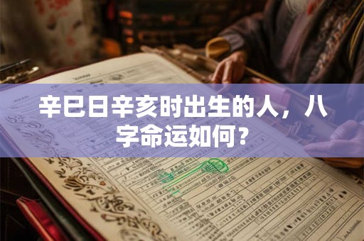 辛巳日辛亥时出生的人，八字命运如何？