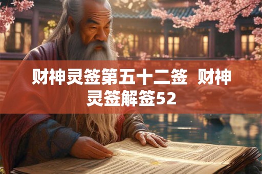 财神灵签第五十二签  财神灵签解签52