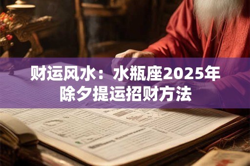 财运风水：水瓶座2025年除夕提运招财方法