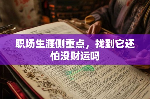职场生涯侧重点，找到它还怕没财运吗