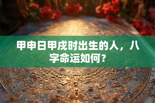 甲申日甲戌时出生的人，八字命运如何？
