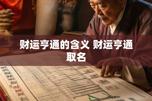 财运亨通的含义 财运亨通取名