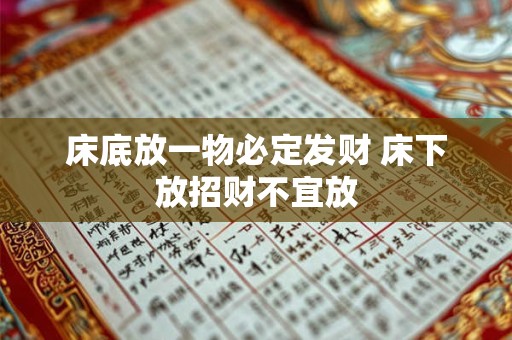 床底放一物必定发财 床下放招财不宜放