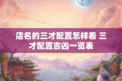 店名的三才配置怎样看 三才配置吉凶一览表