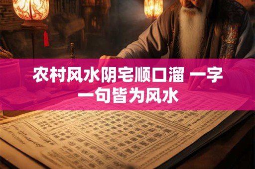 农村风水阴宅顺口溜 一字一句皆为风水