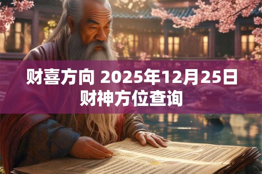 财喜方向 2025年12月25日财神方位查询
