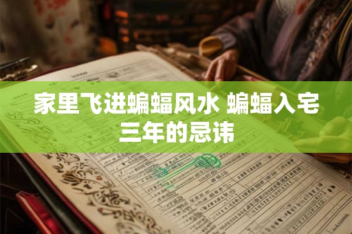 家里飞进蝙蝠风水 蝙蝠入宅三年的忌讳