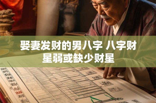 娶妻发财的男八字 八字财星弱或缺少财星