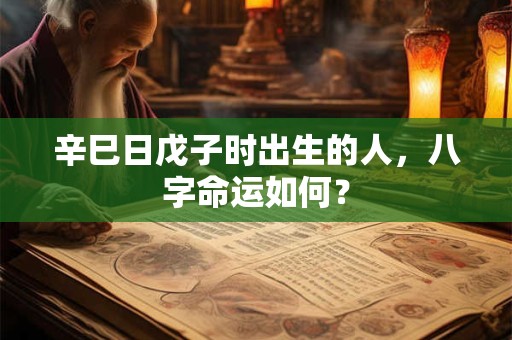 辛巳日戊子时出生的人，八字命运如何？