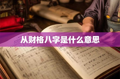 从财格八字是什么意思
