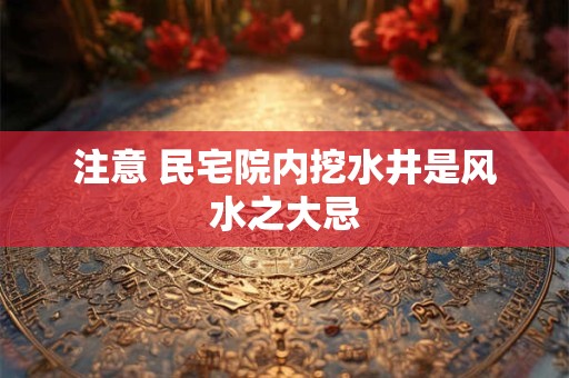注意 民宅院内挖水井是风水之大忌