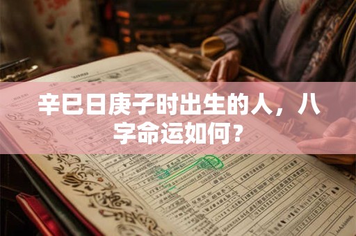 辛巳日庚子时出生的人，八字命运如何？