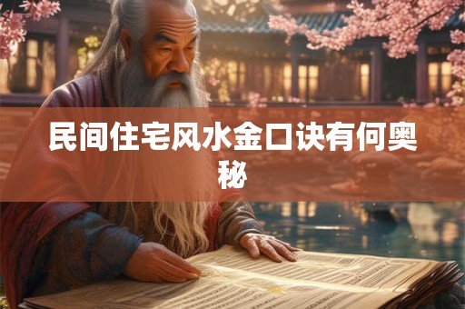 民间住宅风水金口诀有何奥秘