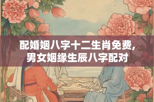 配婚姻八字十二生肖免费,男女姻缘生辰八字配对