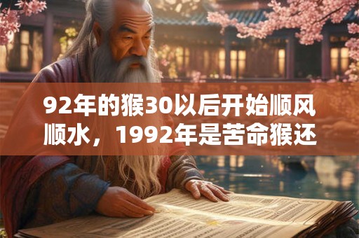 92年的猴30以后开始顺风顺水，1992年是苦命猴还是富猴？