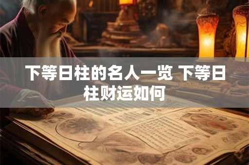 下等日柱的名人一览 下等日柱财运如何