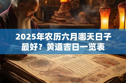2025年农历六月哪天日子最好？黄道吉日一览表