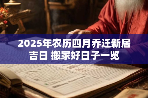 2025年农历四月乔迁新居吉日 搬家好日子一览