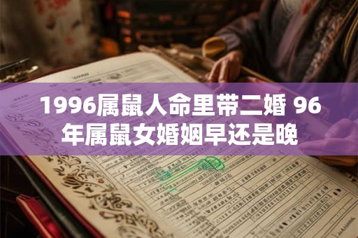 1996属鼠人命里带二婚 96年属鼠女婚姻早还是晚