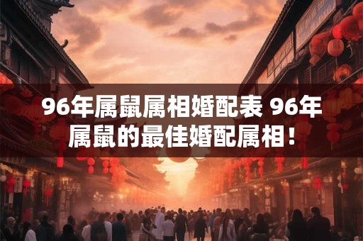96年属鼠属相婚配表 96年属鼠的最佳婚配属相！