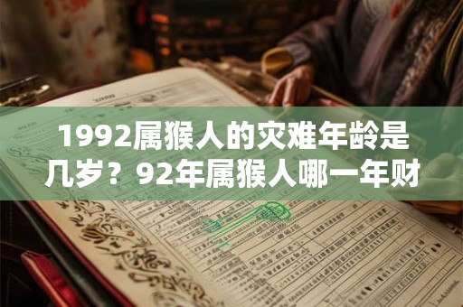 详细阅读:1992属猴人的灾难年龄是几岁?92年属猴人哪一年财运最好? 1992属猴人的灾难年龄是几岁?92年属猴人哪一年财运最好?