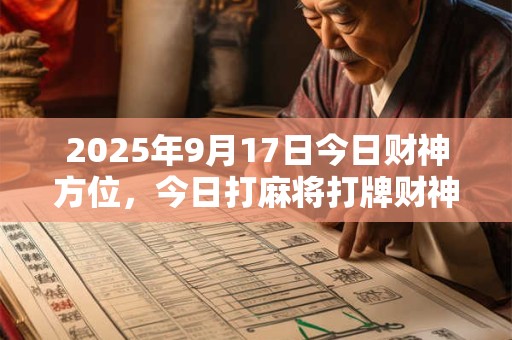 2025年9月17日今日财神方位，今日打麻将打牌财神方位