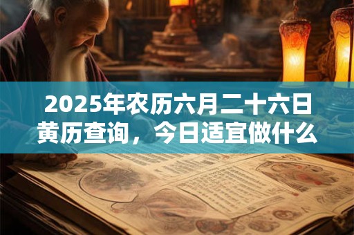 2025年农历六月二十六日黄历查询，今日适宜做什么