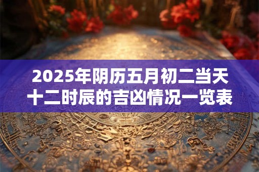 2025年阴历五月初二当天十二时辰的吉凶情况一览表