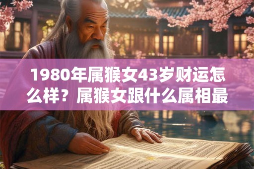 1980年属猴女43岁财运怎么样？属猴女跟什么属相最配？