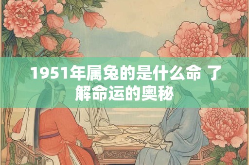 详细阅读:1951年属兔的是什么命 了解命运的奥秘 1951年属兔的是什么命 了解命运的奥秘