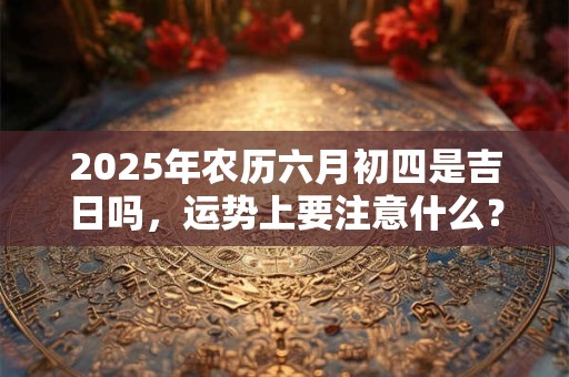 详细阅读:2025年农历六月初四是吉日吗,运势上要注意什么? 2025年农历六月初四是吉日吗,运势上要注意什么?
