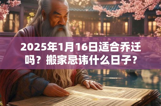 2025年1月16日适合乔迁吗？搬家忌讳什么日子？
