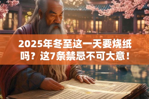 2025年冬至这一天要烧纸吗？这7条禁忌不可大意！