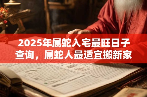 2025年属蛇入宅最旺日子查询，属蛇人最适宜搬新家的黄道吉日