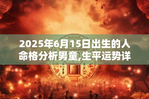 2025年6月15日出生的人命格分析男童,生平运势详解