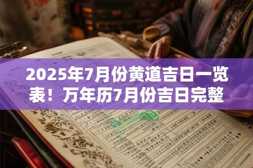 2025年7月份黄道吉日一览表！万年历7月份吉日完整版查询
