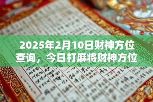 2025年2月10日财神方位查询，今日打麻将财神方位一览表