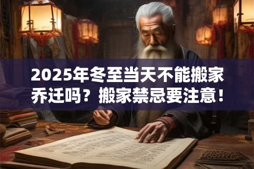 2025年冬至当天不能搬家乔迁吗？搬家禁忌要注意！