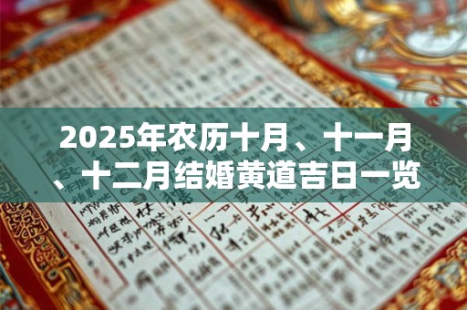 2025年农历十月、十一月、十二月结婚黄道吉日一览表！