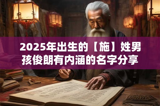 详细阅读:2025年出生的【施】姓男孩俊朗有内涵的名字分享 2025年出生的【施】姓男孩俊朗有内涵的名字分享